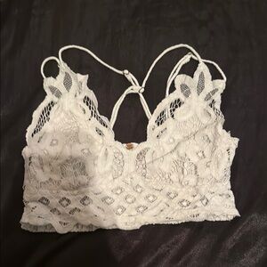 Free People White Lace Bralette with Strappy Design